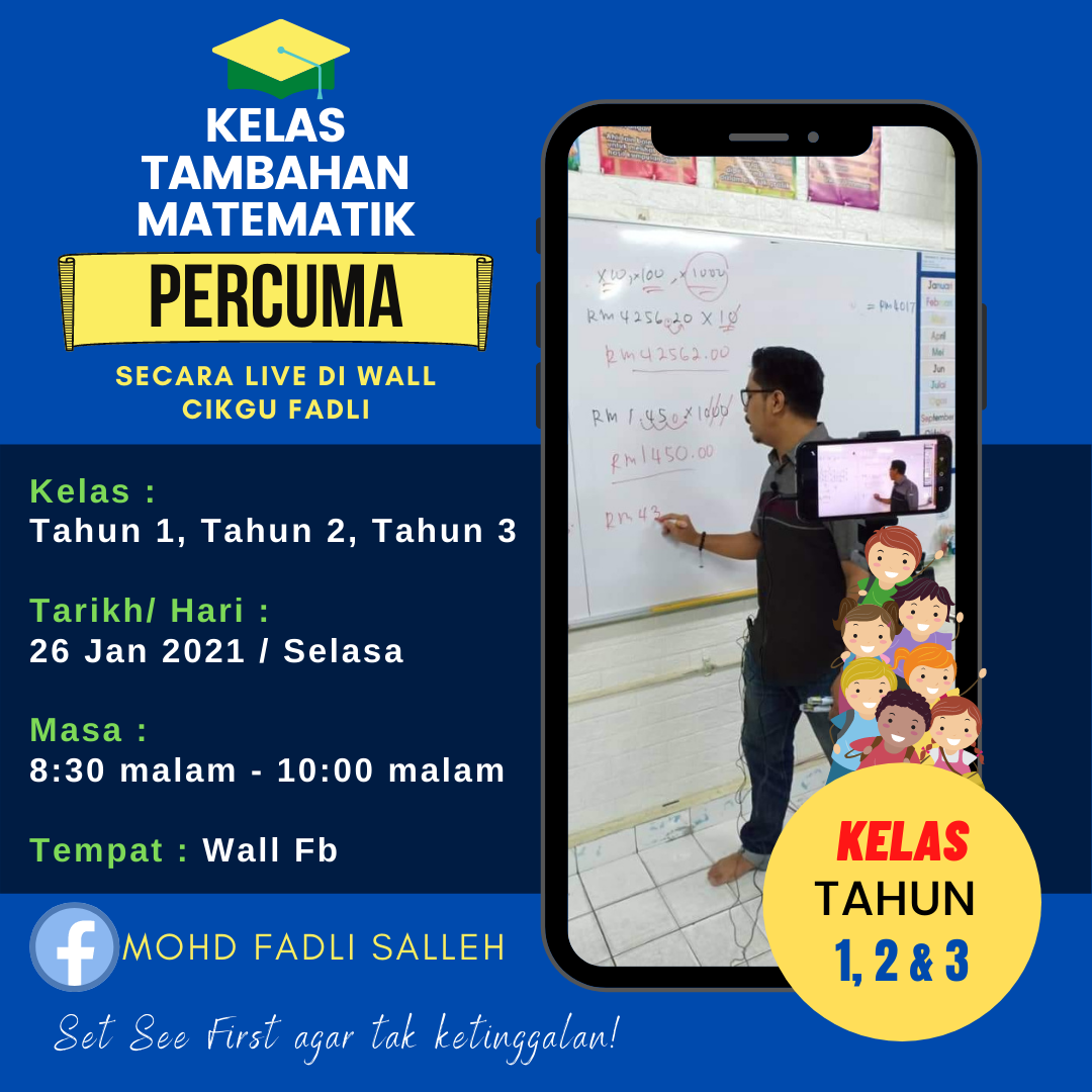 FB Live Kelas Matematik Tahun 1,2 Dan 3 Secara LIVE - 26 Januari 2021 ...