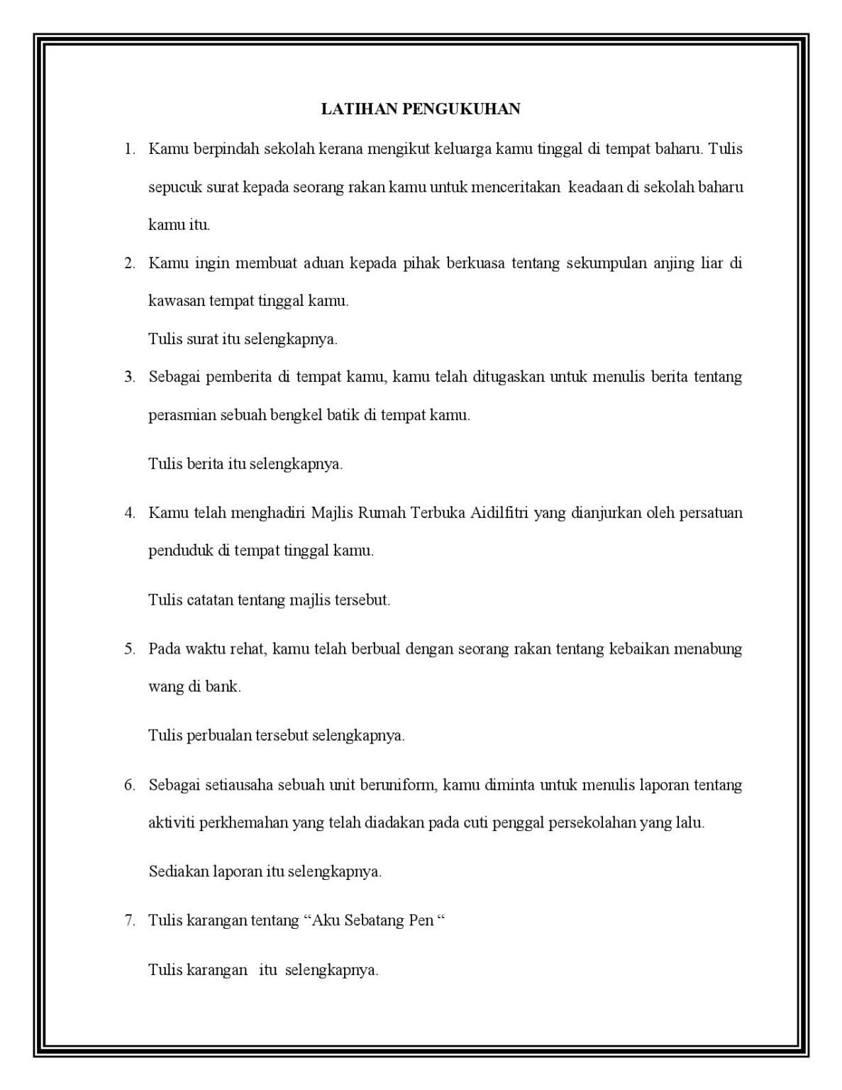 Koleksi Contoh Karangan Dan Latihan Bahasa Melayu Cikgu Mohd Fadli Salleh Online 