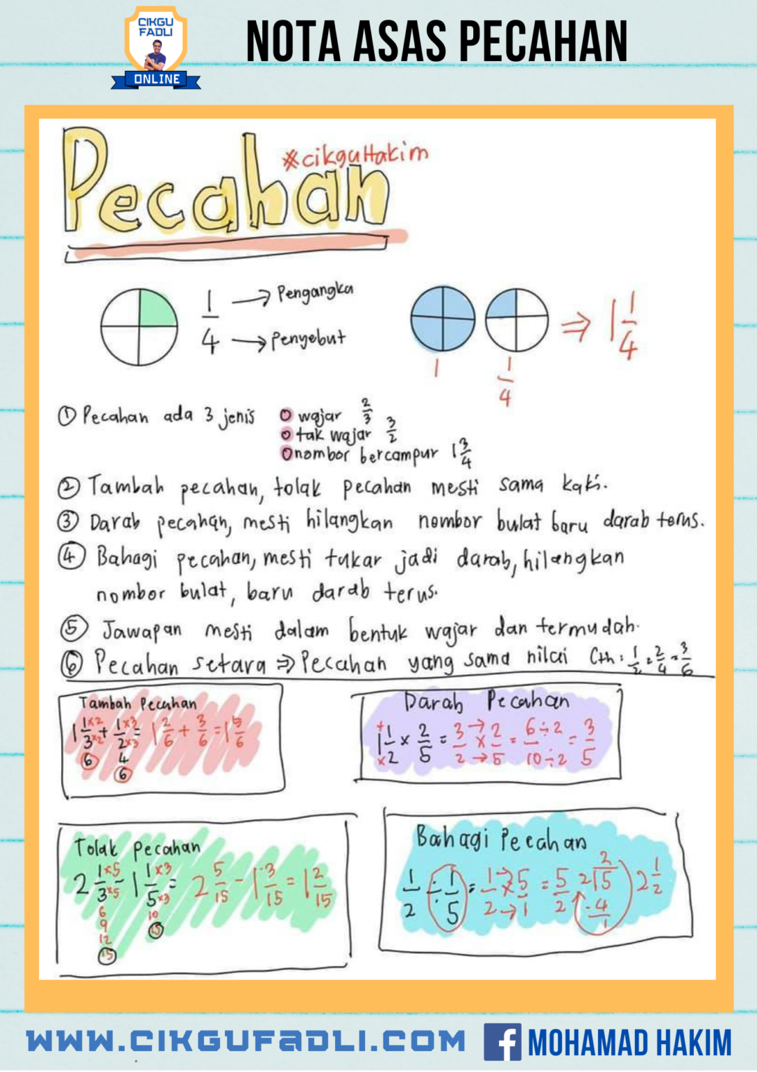 Nota Matematik Tahun 5 Pecahan  Riset