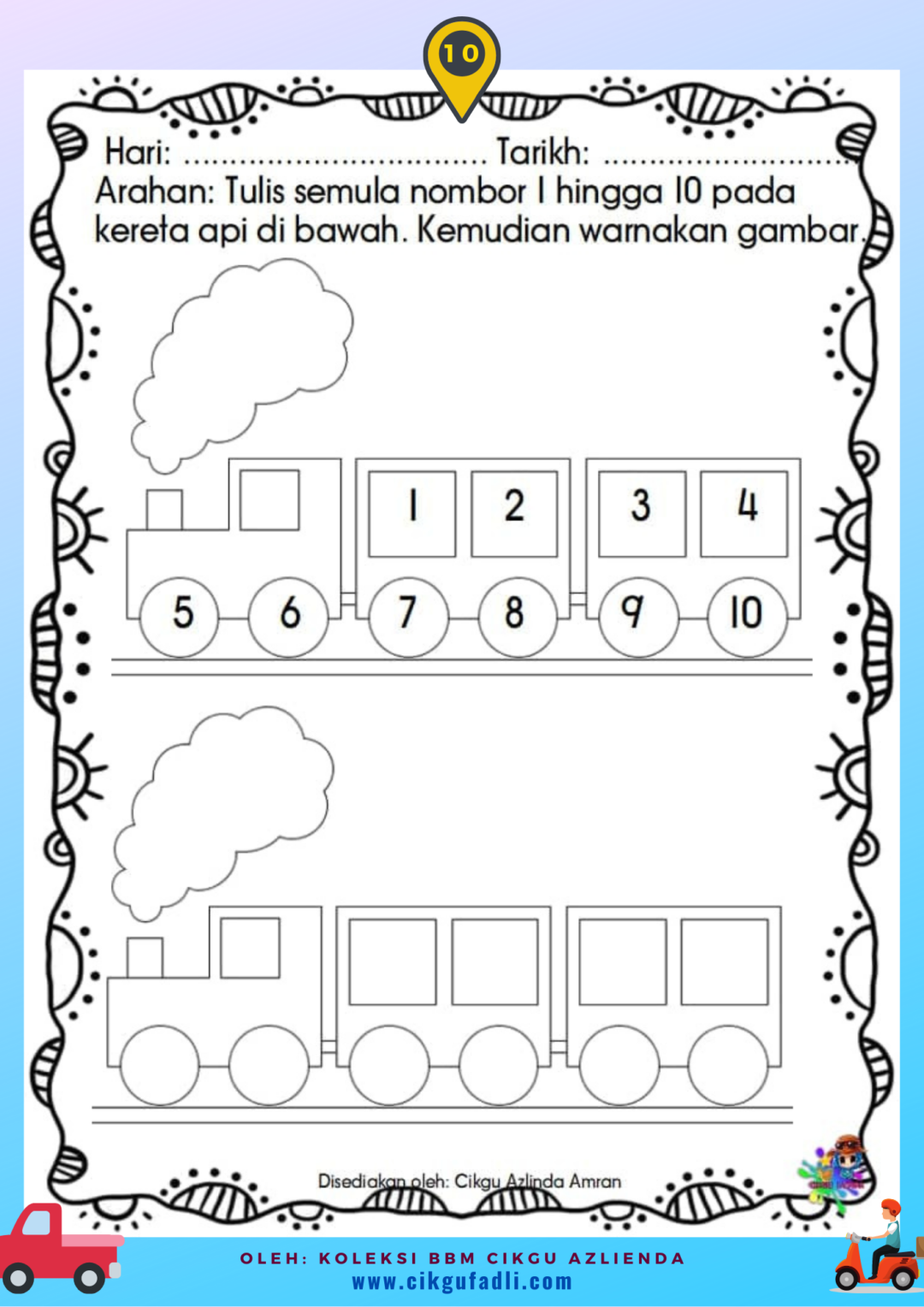 Lembaran Kerja Prasekolah: Tema Kenderaan Darat - Cikgu Mohd Fadli