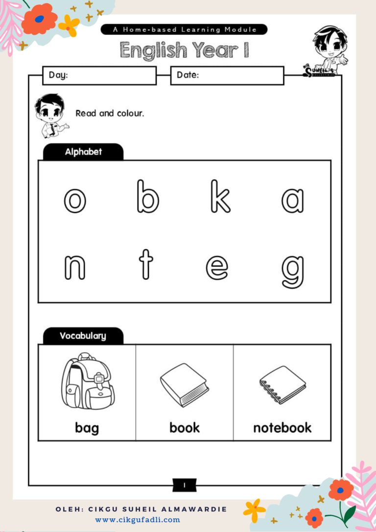 Lembaran Kerja PdPR Bahasa Inggeris Tahun 1 - Cikgu Mohd Fadli Salleh ...