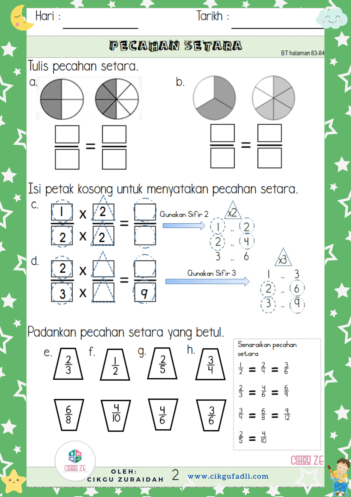Latihan Matematik Tahun 4 Pecahan