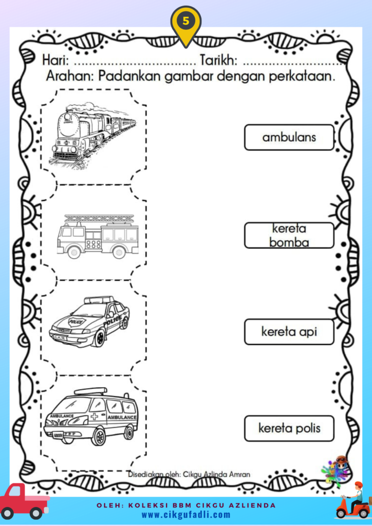 Lembaran Kerja Prasekolah: Tema Kenderaan Darat - Cikgu Mohd Fadli ...