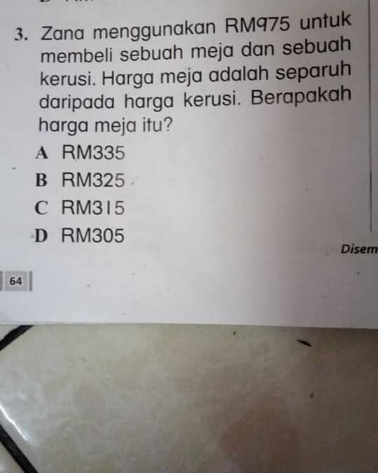 Banyak Soalan KBAT Menjadi Mudah Jika Kita Pandai Menggambarkan Situasi Tersebut.