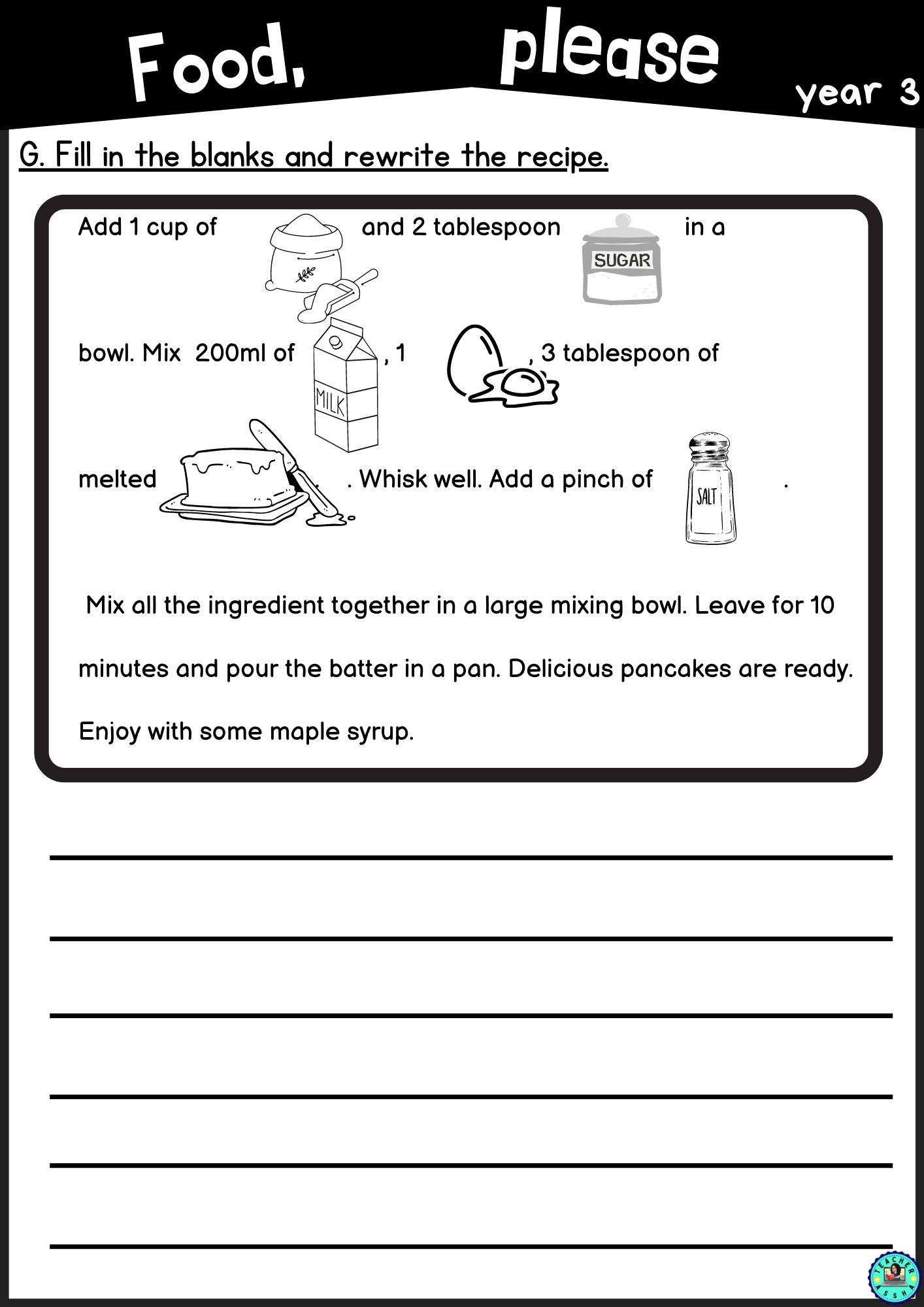 Year 3 Food Please Worksheet With Answers Cikgu Mohd Fadli Salleh 