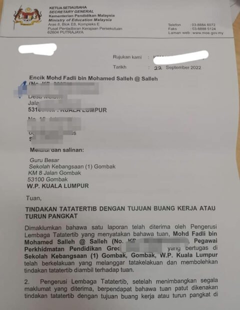 Kerana Jujur Dan Mengatakan Kebenaran Kementerian Pendidikan Malaysia Nak Buang Kerja Saya 