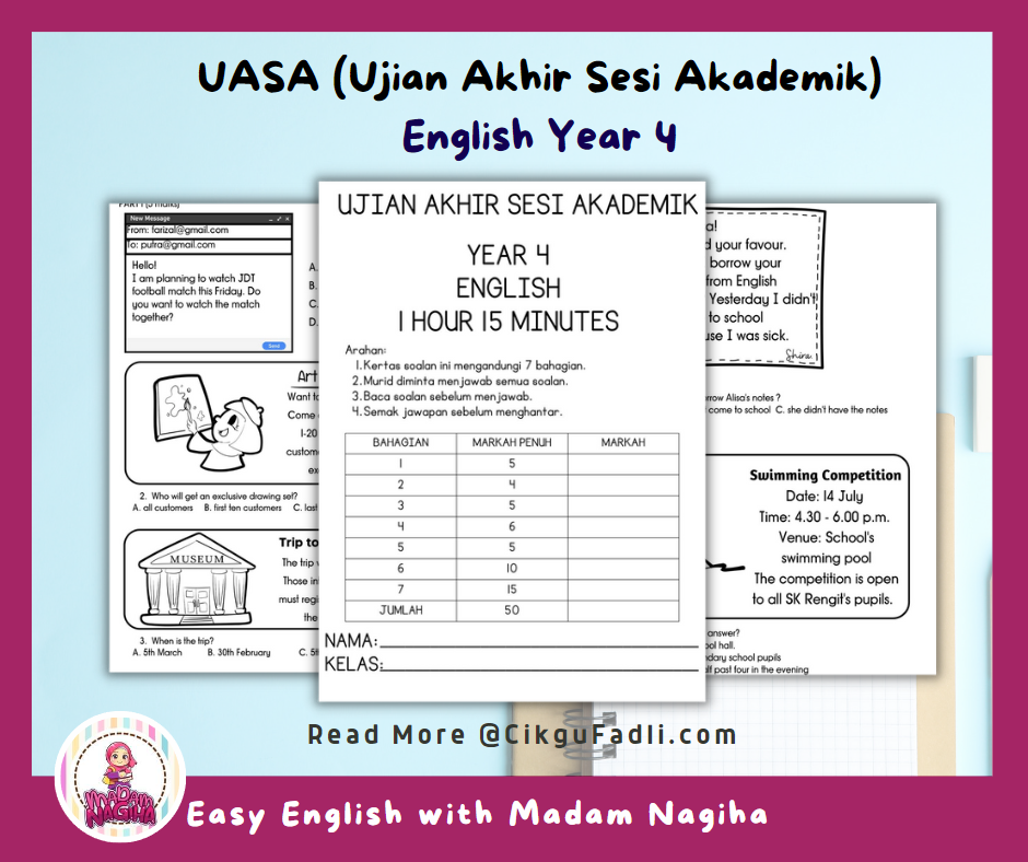 UASA (Ujian Akhir Sesi Akademik) English Year 4  Cikgu Mohd Fadli