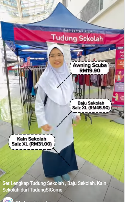 Set Lengkap Tudung Sekolah , Baju Sekolah, Kain Sekolah dari TudungSiComel