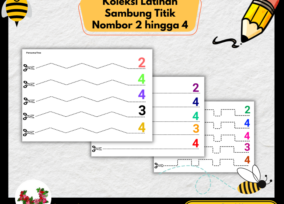 Koleksi Latihan Sambung Titik Nombor 2 hingga 4