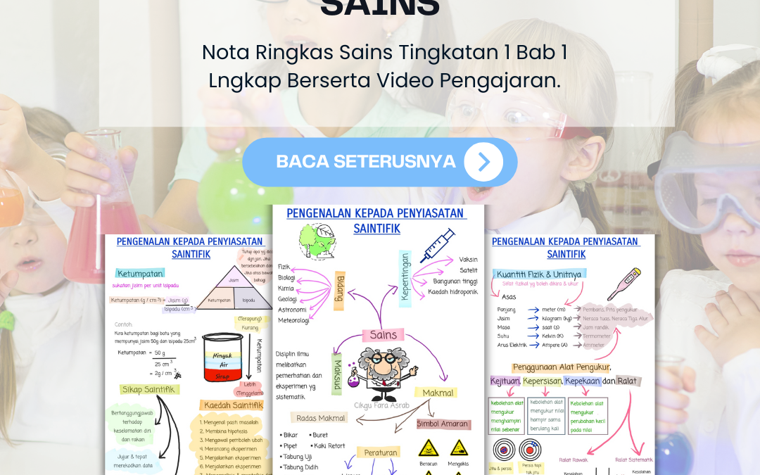 Nota Ringkas Sains Tingkatan 1 Bab 1 lengkap berserta Video Pengajaran