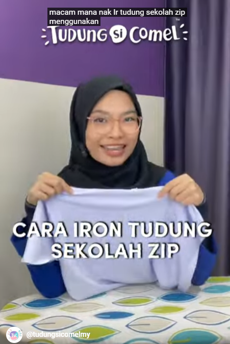 cara-seterika-tudung-sekolah-zip