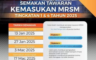 Semak Tawaran Kemasukan MRSM Tingkatan 1 dan 4 Tahun 2025