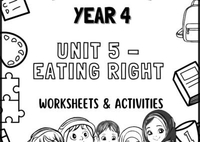 Sample worksheet for Year 4 English Unit 5 Eating Right (Malaysia textbook)