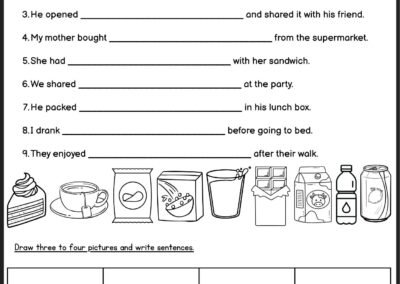 Sample worksheet for Year 4 English Unit 5 Eating Right (Malaysia textbook)