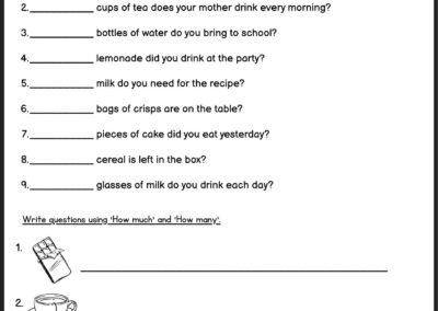 Sample worksheet for Year 4 English Unit 5 Eating Right (Malaysia textbook)