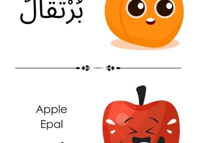 Bahan Belajar Buah-buahan Arab untuk murid prasekolah dalam bentuk lembaran kerja