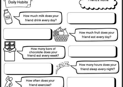 Sample worksheet for Year 4 English Unit 5 Eating Right (Malaysia textbook)