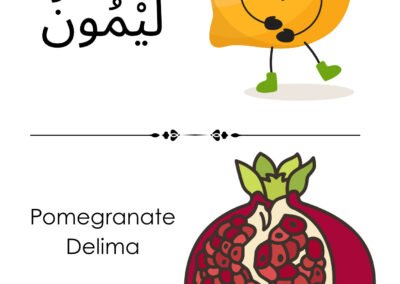 Bahan Belajar Buah-buahan Arab untuk murid prasekolah dalam bentuk lembaran kerja