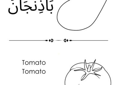 Mewarna terung dan tomato – bahan tema makanan dalam Bahasa Arab