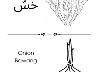 Lembaran mewarna bawang dan salad
