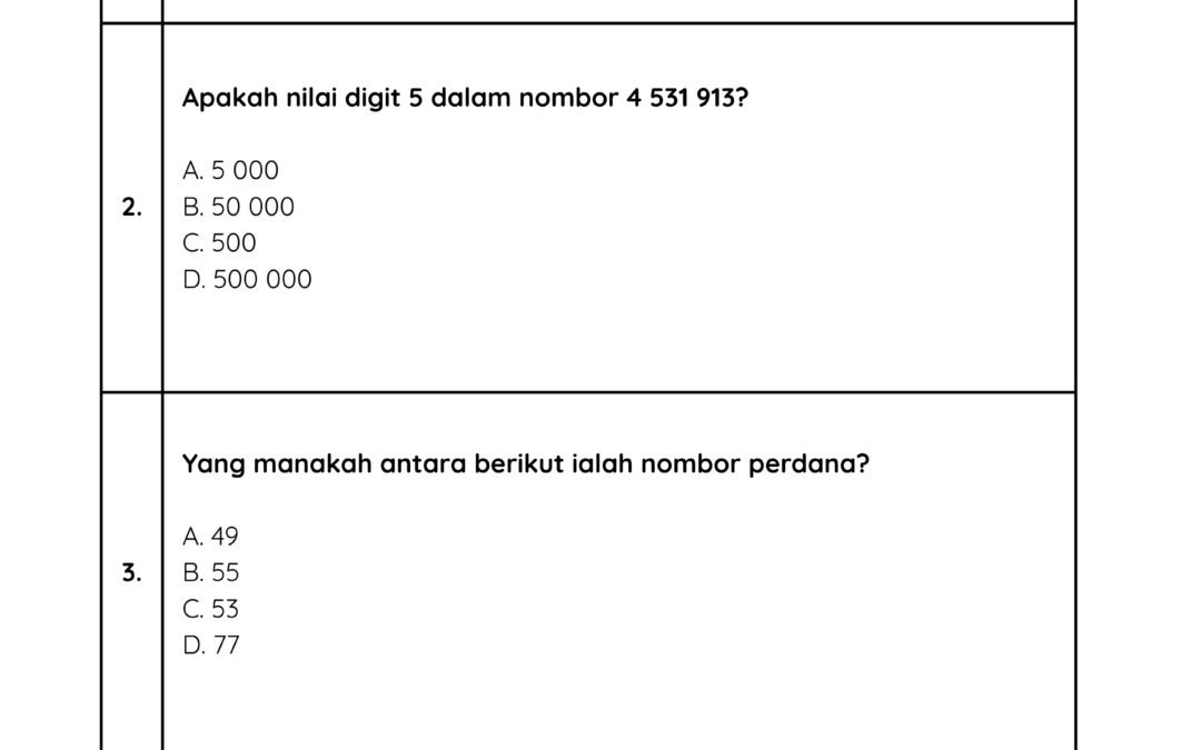Latihan Matematik Tahun 6 (Soalan 1–12) & Bengkel PTZ