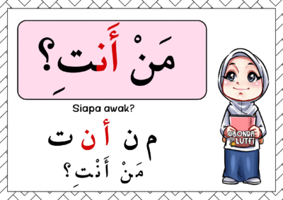 Ilustrasi 2 murid bertanya siapa dalam bahasa arab