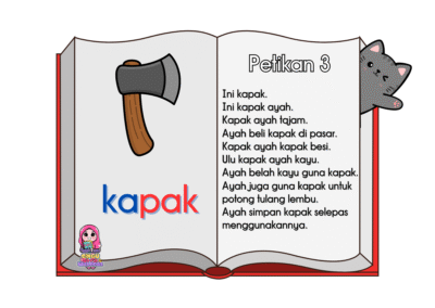 helaian bacaan bergambar kapak dan contoh ayat