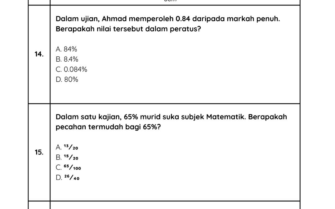 Latihan Matematik Tahun 6 Soalan 13–28 (Siri 2)