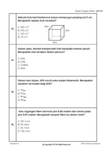 Soalan latihan Matematik Tahun 6 – Bahagian 13 hingga 16