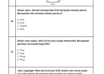 Soalan latihan Matematik Tahun 6 – Bahagian 13 hingga 16