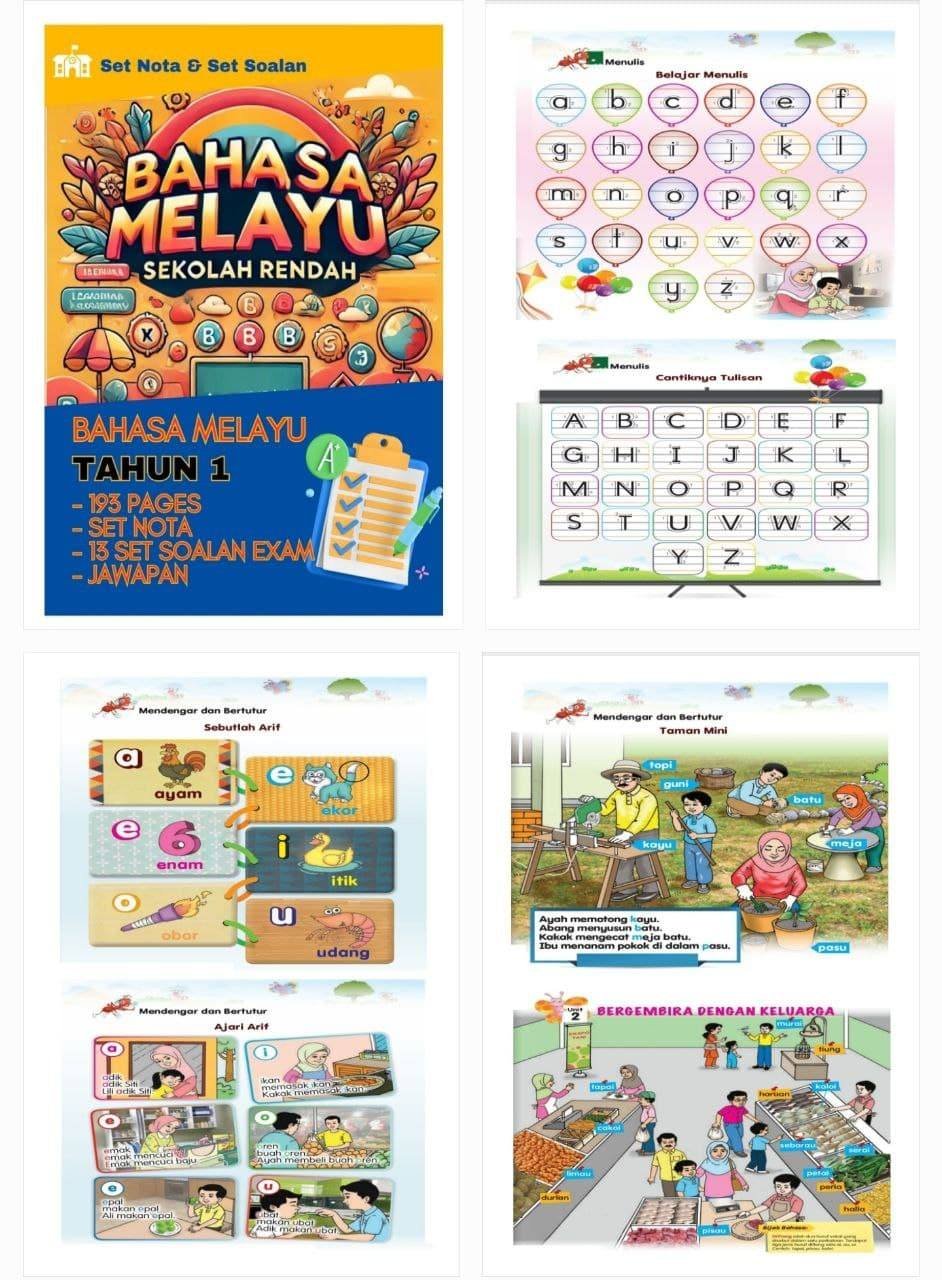 Poster promosi latihan exam anak menggunakan set nota & soalan lengkap PDF