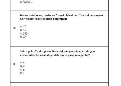Latihan Matematik Tahun 6 – Soalan nombor 17 hingga 20