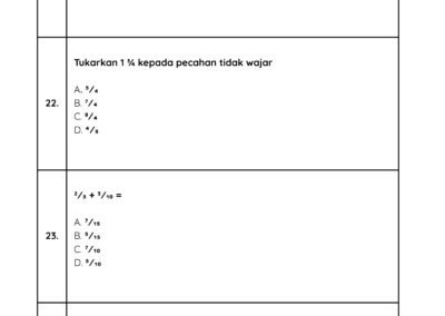 Latihan Matematik UPSR Tahun 6 – Soalan 21 ke 24