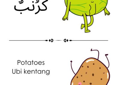 Gambar kubis dan ubi kentang – bahan pengukuhan topik Sayur-sayuran