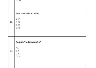 Soalan latih tubi Matematik Tahun 6 – Nombor 25 hingga 28