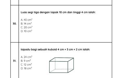 Latihan Matematik Tahun 6: Soalan 29 hingga 44 (Siri 3)