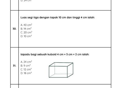 Soalan Matematik Tahun 6 – Latihan nombor 29 hingga 32