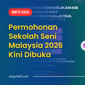 Poster promosi permohonan Sekolah Seni Malaysia sesi 2026