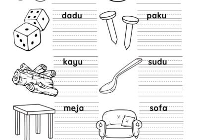 Latihan menulis perkataan KVKV untuk murid tahap awal – muka surat 2