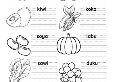 Lembaran latihan tulisan cantik perkataan KVKV – muka surat 3