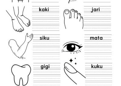 Latihan menyalin perkataan KVKV dalam bentuk tulisan cantik – muka surat 5