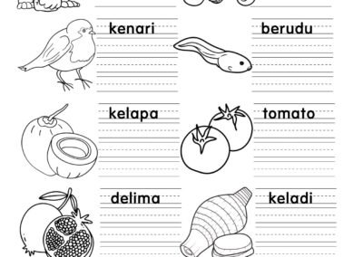 Lembaran tulisan cantik perkataan KVKVKV untuk murid – muka surat 7