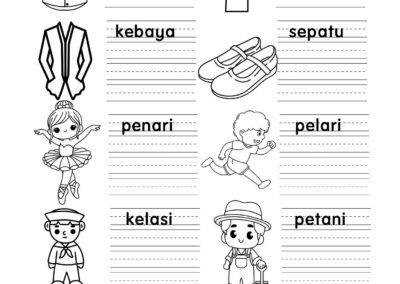 Latihan menulis perkataan KVKVKV tulisan kemas – muka surat 8