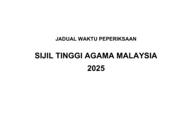 Muka depan jadual rasmi peperiksaan STAM 2025