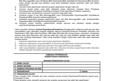 Muka akhir jadual peperiksaan bertulis tahun 2025