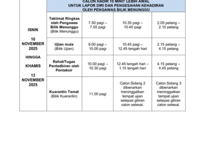 Jadual umum peperiksaan menengah atas 2025