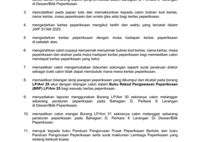 Info penting mengenai tarikh peperiksaan bertulis STAM