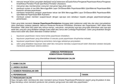 Muka akhir jadual peperiksaan bertulis tahun 2025