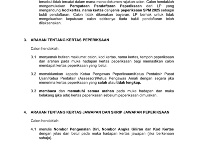 Info umum mengenai peperiksaan bertulis sekolah menengah