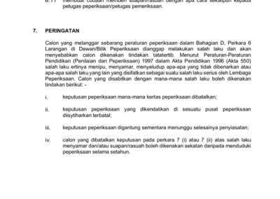 Ringkasan tarikh peperiksaan bertulis tahun 2025